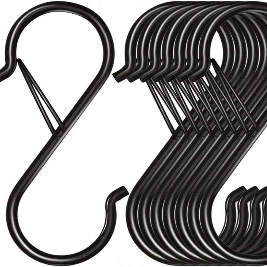 S 形挂钩，用于悬挂重型金属 S 形挂钩，带扣，S 形挂钩，适用于架子、橱柜、悬挂植物、衣服、厨房用具、锅、平底锅、袋子