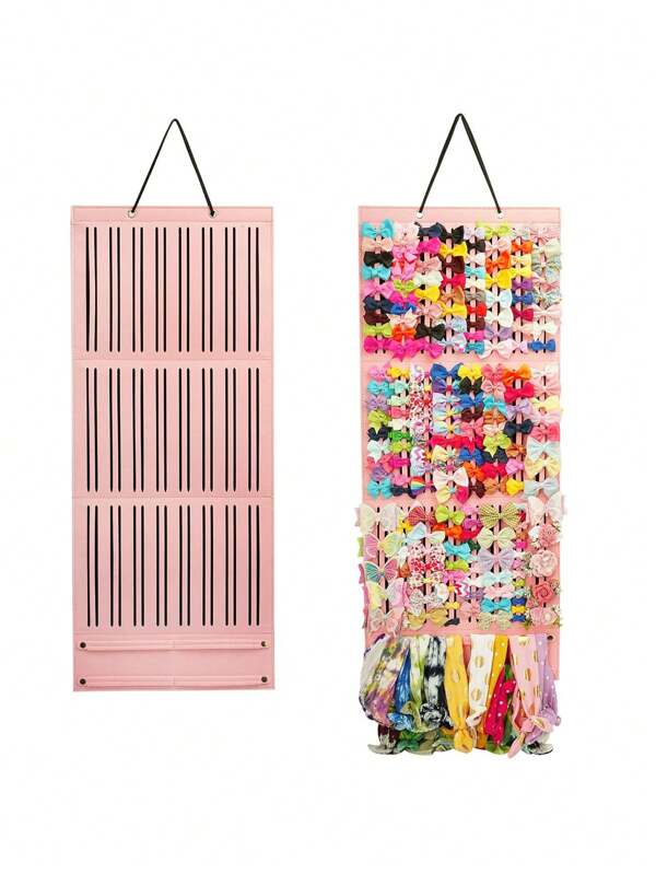 Support pour barrettes à cheveux de bébé fille, support de rangement pour clips à cheveux et rubans, organisateur de barrettes à cheveux, présentoir de rangement de clips à cheveux pour bébés, support solide (grand, rose)