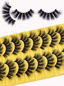 10 对 3D 蓬松假睫毛，打造戏剧性假睫毛，凌乱假睫毛，蓬松浓密睫毛