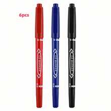 1pc/Multipurpose Non-Washable Double-Headed Lining Pen, Stationery Oil-Based Waterproof Marker Pen, Fade-Resistant, Marking & Signature Pen, Black Fine-Tip Courier Pen, Smooth Writing, Fade-Resistant, Suitable For Graffiti, Coloring, Applicable For School, Office, Factory Use