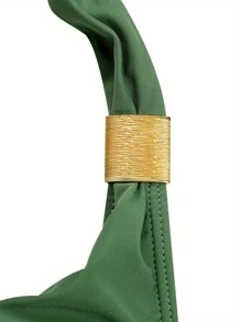 Women Summer 2 Pieces Swimwear Set Solid Color Halter Neck Camisole With Drawstring + Bikini Panties Sets Beachwear - Green - View 7