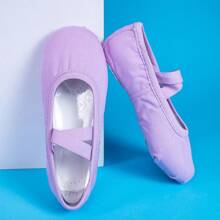 儿童/幼儿室内软底芭蕾舞鞋，带松紧带，防滑透气舞蹈运动鞋 - 紫色 - 查看 8