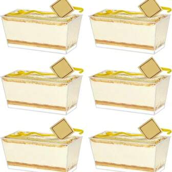 Paquet de 25/50 verres à dessert en plastique, 140 ml, verres à dessert en plastique transparent rectangulaires, 9,8 x 4,7 x 4,5 cm, verres à dessert réutilisables pour desserts, puddings, mousses pour fêtes