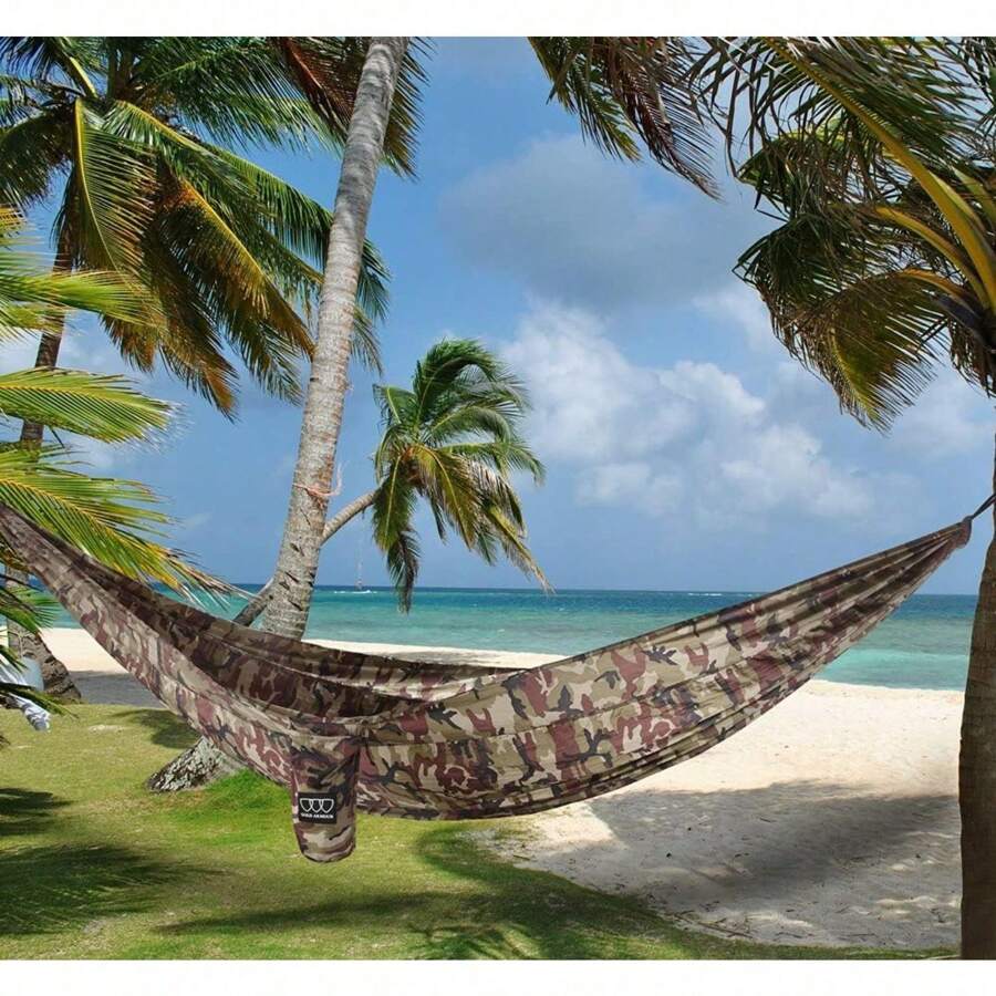 Gold Armour Hamaca de camping – Hamaca doble XL portátil hamaca accesorios de camping equipo para interiores y exteriores con correas de árbol, marca con sede en Estados Unidos (camuflaje II)