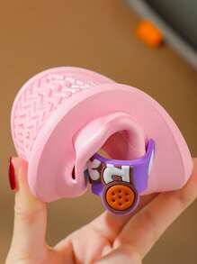 Casual Breathable EVA Girls' Clogs With Cute Cartoon Accessories, Quick Drying Lightweight Non-Slip Clogs, Suitable For Indoor And Outdoor Shower Beach Pool, All Seasons - Pink - View 5