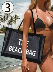 Mesh Large Beach Tote Bag, Easy Clean For Towels & Groceries,Foldable Clothes Storage Bag,Portable Versatile Beach Bag For Pool, Boat Trips, Vacation Essentials - Ideal For Summer Travel, Beach Days & Outdoor Activities - Perfect Gift For Women