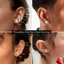 7 Paar 20G flache Rückseite Ohrringe für Frauen und Männer, silberne hypoallergene rostfreie Stahlohrstecker mit kubischen Zirkonias, chirurgischer Stahl Knorpelohrringe für empfindliche Ohren 2-3-4-5-6-7-8mm