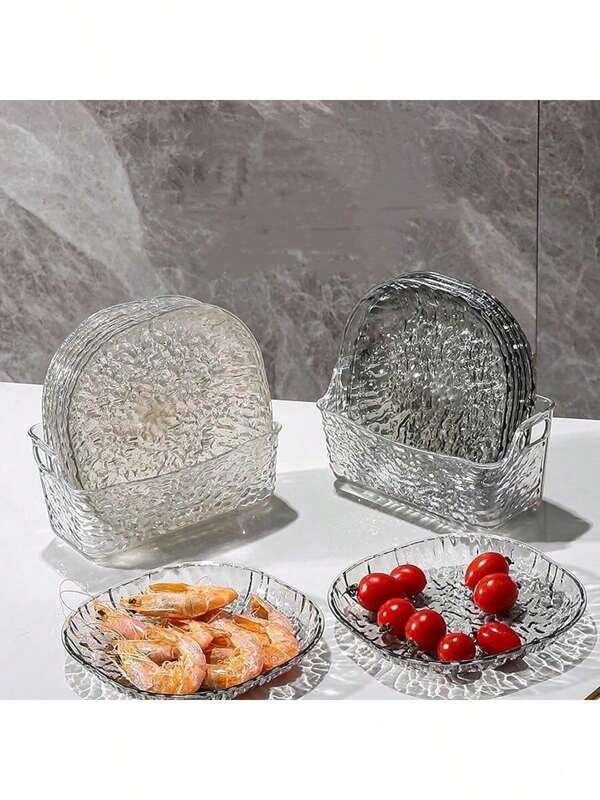 8 Pieces Set Of Transparent Plastic Household Bone Splash Board, Dining Table Garbage Bone Board, Side Dish Board, Fruit Snack Board, Dried Fruit Snack Board