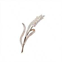 An Exquisite High-Grade Wheat Ear Zinc Alloy Brooch Suitable For Ladies To Wear Daily In Spring, Summer, Autumn And Winter Dress Accessories Pin For Clothes Bag Charm School Office Accessories Shirts Jacket Jewelry Christmas Halloween Clothes Pin Funny Cute Teacher Gifts Costume Accessories Bag Charms - Gold - View 4