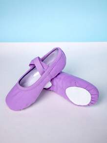 儿童/幼儿室内软底芭蕾舞鞋，带松紧带，防滑透气舞蹈运动鞋 - 紫色 - 查看 5