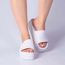 EVVA HIT Women's Wedge Platform Flip Flops With Very Light Heel 100% EVA - White - View 2