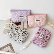 Simple Splashed Ink Cloth Storage Bag Student Portable Makeup Handbag Cosmetic Lipstick Bluetooth Earphone Storage Pouch