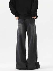 Herren einfache vintage Loose Fit Jeans mit Taschen, lässiger Alltags-Trage