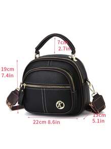 Bolsa de Ombro e Transversal de Grande Capacidade com Formato de Maçã em Couro Macio de Alta Qualidade, Bolsa de Mão de Moda Feminina