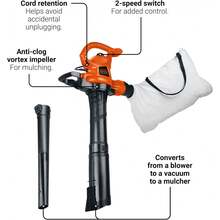 BLACK+DECKER Corded Leaf Blower Leaf Vacuum And Leaf Mulcher 3-In-1, Up To 230 MPH, 12 Amp Handheld Blower And Vacuum Combo (BV3600) - 吹葉機 - 查看 10