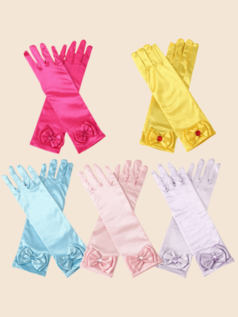 1 Pair Children Milk Silk Gloves, Ice Princess Costume Accessories, Magic Gloves For Stage Performance Princess Dress Decor, Suitable For Cosplay, Party, Gift For Kids
