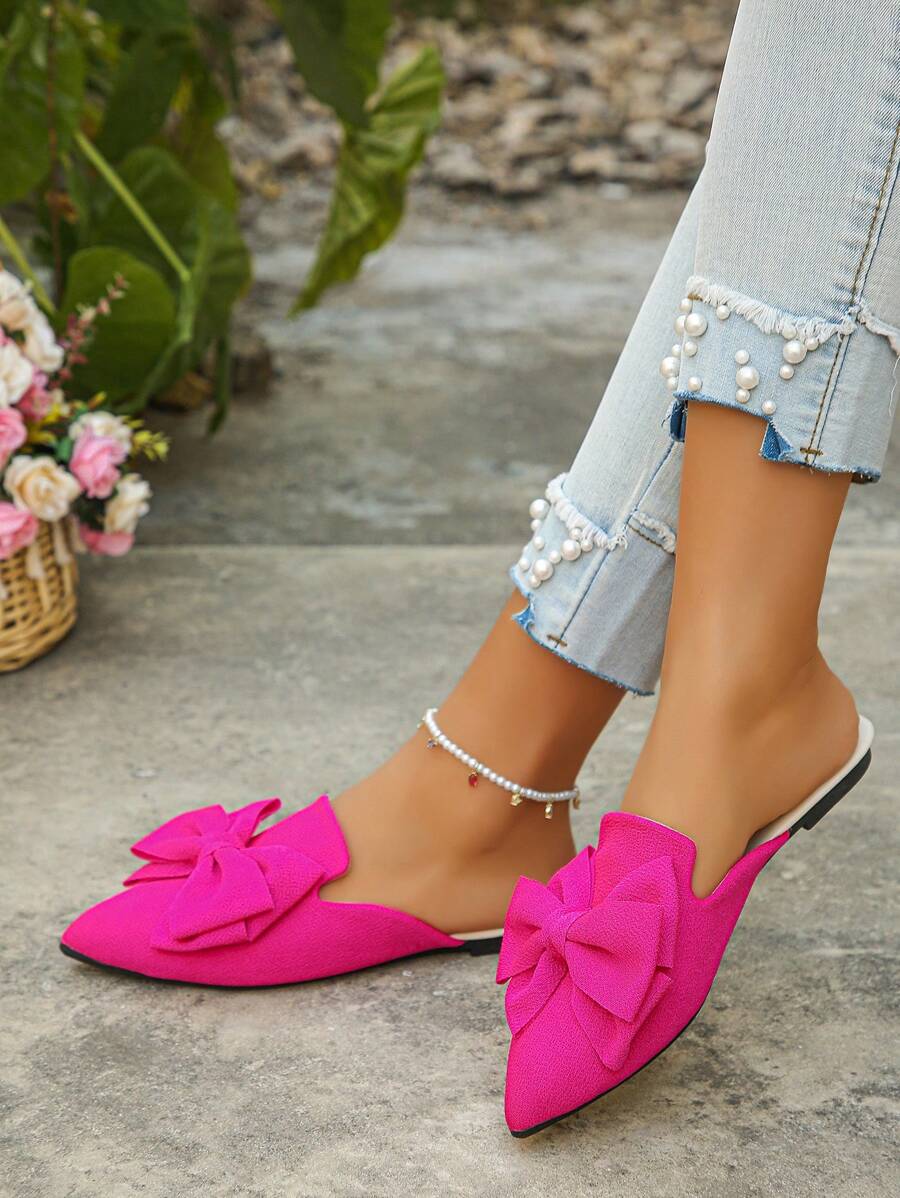 Women's Pointed Toe Flat Mules, Spring/Summer/Autumn, Size 35-45, Fashion Gold Color, Slip On Casual Everyday Wear, Suitable For Dresses