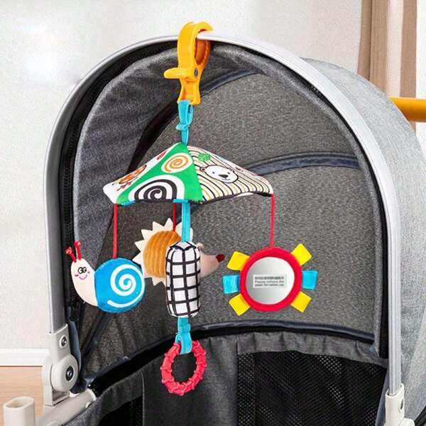 1 pieza Móvil con erizo y caracol de peluche colorido para cuna, juguete colgante estimulante visual para carriola de bebé, regalo de sonajero calmante para bebés de 3+ meses
