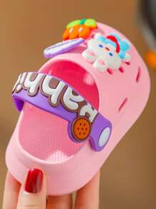 Casual Breathable EVA Girls' Clogs With Cute Cartoon Accessories, Quick Drying Lightweight Non-Slip Clogs, Suitable For Indoor And Outdoor Shower Beach Pool, All Seasons - Pink - View 8