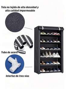 Zapatera Multifuncional de 4/5/6 Niveles: Organizador de Calzado con Espacio Ajustable para Botas y Diseño Armable - Zapatera Armable de 4/5/6 Niveles con Espacio Ajustable para Botas: Organizador Multifuncional de Gran Capacidad. - Negro - Ver 8