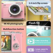 SEREE 4K Clamshell Digital Camera, 48MP Camera, Rechargeable Camera, 2.4-Inch Display Camera, Button Control, Equipped With 32GB Memory Card, The Best Gift For Valentine's Day, A Must-Have Gift For Beginners - màu đen - Xem 7