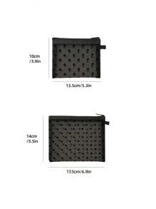 1 pieza Bolsa de maquillaje de malla con estampado de corazón para viajes, organizador portátil de brochas de maquillaje y estuche para guardar lápices labiales para mujeres (negro) para bolsa de almacenamiento de viaje, bolsa de maquillaje, estuche de cosméticos, organizador de vacaciones, organizador de maquillaje de gran capacidad, estuche de maquillaje, para lápices labiales, brochas, cuidado de la piel, teléfono móvil, monedas, artículos pequeños, para uso en el hogar, regalo, vacaciones y festivales de Halloween y Navidad, uso multifuncional, vibraciones bohemias, para vacaciones en la playa, colección de baño, colección de dormitorio, gran capacidad