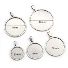 2 bucăți pandantiv din oțel inoxidabil Setare de bază goală pentru cabușoane de 20-40 mm, tavă cu lunetă, accesorii pentru bijuterii DIY