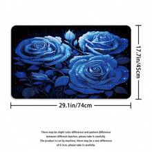 4 件蓝玫瑰浴帘套装、精致装饰浴帘、艺术装饰浴帘、浴室装饰浴帘、防水面料浴室装饰帘 12 个挂钩、防滑浴垫、马桶垫套装、浴室垫、马桶座垫、防滑 U 型垫、12 个挂钩浴帘、70.8 英寸 X 70.8 英寸秋季装饰浴室配件返校 - 彩色 - 查看 7