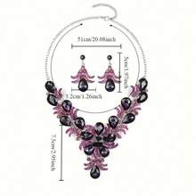 1 set de bijoux pour femme, collier et boucles d'oreilles 3 pièces, mariée, fête, mariage, ensemble de luxe à strass étincelants à la mode
