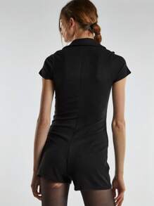Black Button-Front Playsuit - Black - View 3