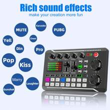 Podcast Equipment Bundle, Recording Studio Package With Voice Changer, Live Sound Card - Audio Interface For Laptop Computer Vlog Living Broadcast Live Streaming (F998) - 黑色 - 查看 8