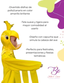 Disfraz Pollo Canario Primavera Carnaval Infantil Escuela - Amarillo - Ver 2