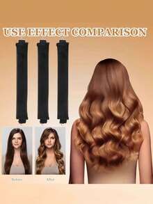 3pcs No-Heat Curling Iron New Simple Female Slouchy Thick No-Damage Hair With Hook Sleeping Rubber Curling Artifact European And American Simple Big Wave Curling Tool Sleeping Curling Hair Curler
