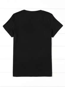 Camiseta gráfica de reina africana para mujeres - Cuello redondo de manga corta, impresión vibrante de retrato afroamericano, top casual de primavera/verano, mezcla de poliéster suave, lavable a máquina, ropa casual| Top de Estampado Vibrante| Parte superior lavable a máquina - Negro - Ver 2