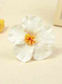 5 件女士芙蓉花发夹假日风格海滩甜美发夹纯色波西米亚可爱优雅 PVC（聚氯乙烯）发夹四季发夹爪夹发夹发夹发夹，学校用品