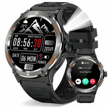 EIGIIS Smart Watches For Men With LED Flashlight 500mAh Big Battery Smart Watch 1.53" Big Screen Rugged Smartwatch 3ATM Waterproof Fitness Tracker For IOS Android Multifunctional Digital Watch Gifts For Men