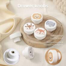 Scandinavian Style Children's Cute Rainbow Animal Round Bedside Table Drawer Knob, Furniture Wardrobe Door Wooden Handle, Multifunctional Furniture Drawer Knob, Children's Room Cartoon Decoration