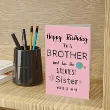 1pc Personalized Greeting Card With Envelope, Funny Birthday Card From Sister To Brother, Blank Inside For Customization, Best Gift - Multicolor - View 4