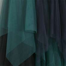 Tulle Skirts For Women Solid Color Layered High Low Asymmetrical Midi Length Elastic Waist Mesh Tutu Skirt For Party, Vacation, Daily Wear - Green - View 6
