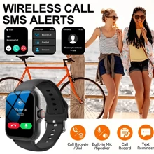 智能手表，无线通话/拨号，多应用提醒，男女通用，运动手表，可定制壁纸，节日和生日礼物 - 粉色 - 查看 8