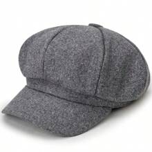Woolen Solid Color Beret Fashion Outdoor Cotton Hat Autumn And Winter Windproof Hats Men's And Women's Universal Caps - 黑色 - 查看 6