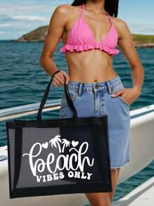 Mesh Large Beach Tote Bag, Easy Clean For Towels & Groceries,Foldable Clothes Storage Bag,Portable Versatile Beach Bag For Pool, Boat Trips, Vacation Essentials - Ideal For Summer Travel, Beach Days & Outdoor Activities - Perfect Gift For Women