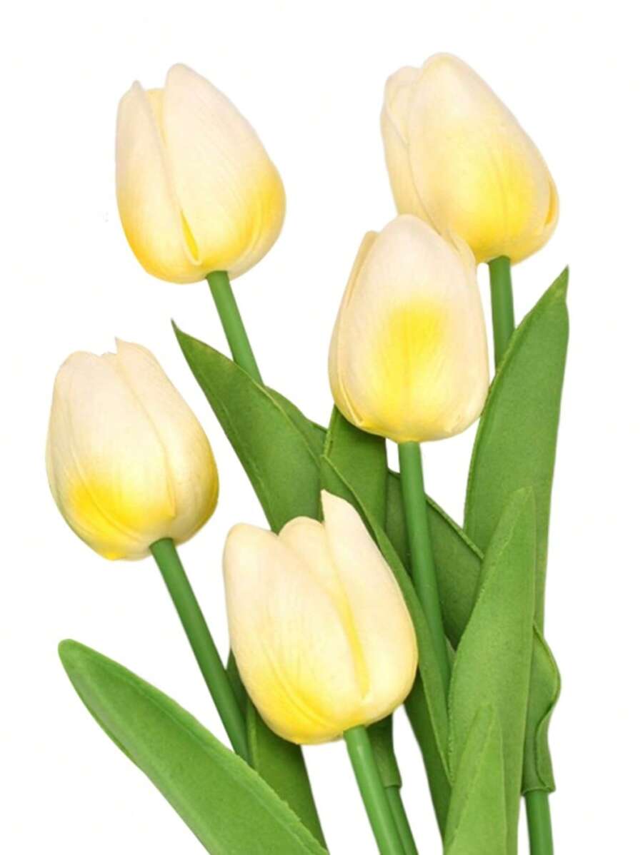 5Pcs Artificial PU Tulips Real Touch Fake Flower Arrangement Bouquets For Home Office Wedding Decoration 34cm High Mini Tulip Ornaments - A8 - Xem 1