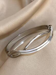 1 件多色双面手链简约不锈钢手镯适合日常派对珠宝生日圣诞节情人节礼物