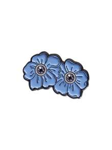 1pc Funny Cartoon Comic Style Blue Alien Flower Eye Cat Shaped Metal Brooch Pin - Multicolor - View 9