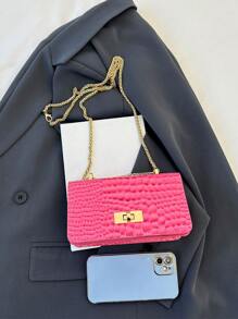 1pc Fashionable And Simple Popular Bag, Stone Pattern, Fashionable Crossbody, Stylish Shoulder Crossbody Bag, Pu Material, Magnetic Buckle Flap Closure, Suitable For Girls To Go Shopping, Daily Use, And Attend Parties, Sweet And Cute Solid Color Matching, Fashionable And Versatile Square Bag Shape, Elegant, Simple And Exquisite Crossbody Bag, It Is A Good Choice As A Gift For Little Girls - Solid Color Crossbody Bag - View 8