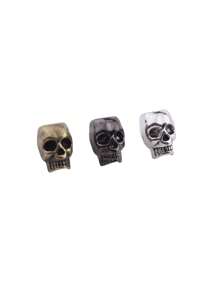 Juego de 12 piezas Accesorios de joyería DIY: Abalorios de calavera chapados en aleación de zinc, pendientes, collares, pulseras, llaveros y separadores de tres dimensiones con agujeros grandes, estilo retro y elegante para fabricación de joyas - cráneo - Ver 7