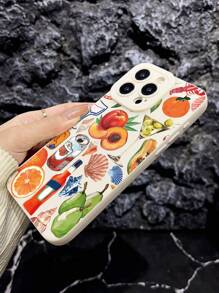 夏季手机壳 Iphone1pc 水果饮料图案保护手机壳，全覆盖，防摔，防指纹，兼容 - 彩色 - 查看 5