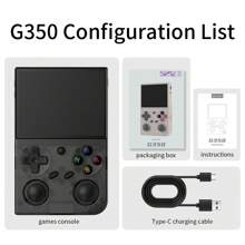 Consola de juegos portátil retro G350, reproductor de juegos portátil con soporte multilingüe y dos ranuras para cartuchos - Negro - Ver 1