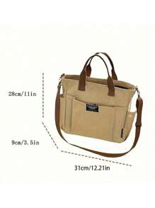 Grande borsa shopping in tela spaziosa per donna - resistente all'acqua, con cerniera, multitasche, portatile e alla moda - perfetta per pendolarismo, shopping, uscite in spiaggia e uso quotidiano - Multicolore - Visualizzare 3